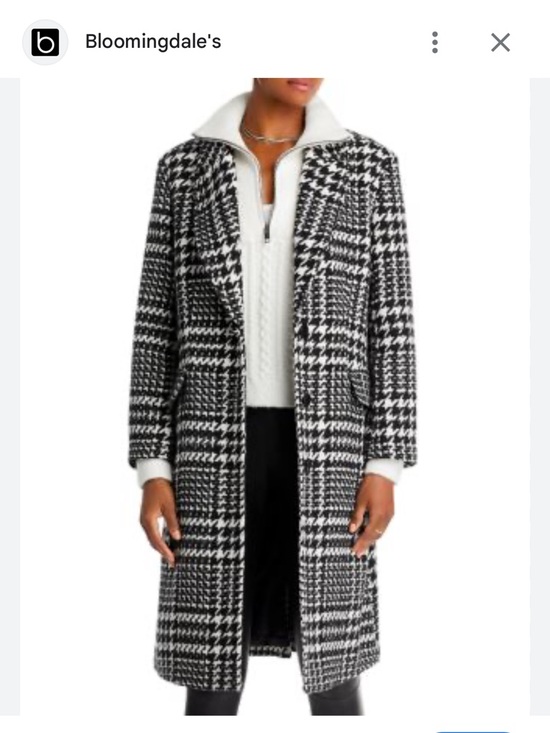 Aqua Jackets & Blazers - Aqua 100% Exclusive Houndstooth Knee Length Jacket Size Medium